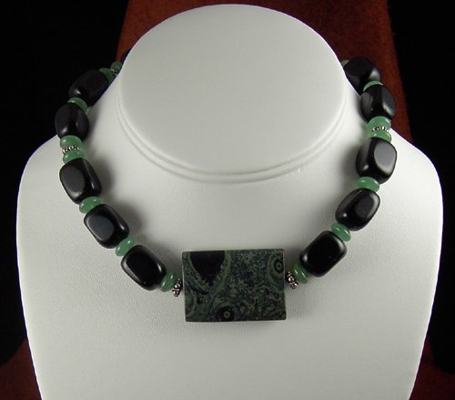 Black onyx and Kambaba Jasper necklace. PegM