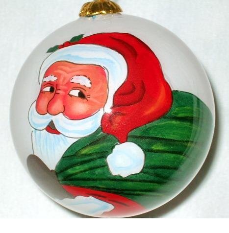 Santa clause w/gift bag,X'mas inner-painted glass ball