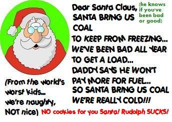 ACEO Art Card SANTA, BRING US COAL! funny humor Christmas Xmas holiday digital cards