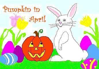 ACEO Art Card PUMPKIN IN APRIL Series Halloween jack o' lantern Easter Bunny rabbit digital cards