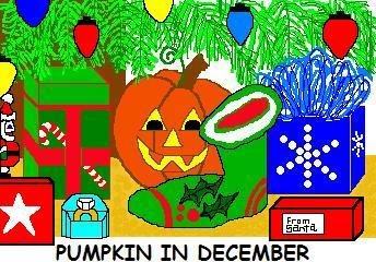 ACEO Art Card PUMPKIN IN DECEMBER Series Halloween jack o' lantern Christmas Xmas digital cards