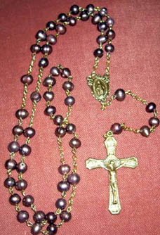 Hand Crafted Rosary: Cultured Pearl and Brass