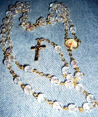 Hand Crafted Rosary: Clear Czech Glass