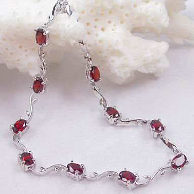 Brand 'LIYING' 925 Sterling Silver Bracelet With Natural Ruby