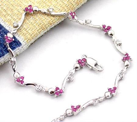 Brand 'LIYING' 925 Sterling Silver Bracelet With Excellent Natural Ruby
