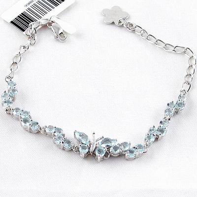 Brand 'LIYING' 925 Sterling Silver Bracelet With Excellent Natural Blue Diamond