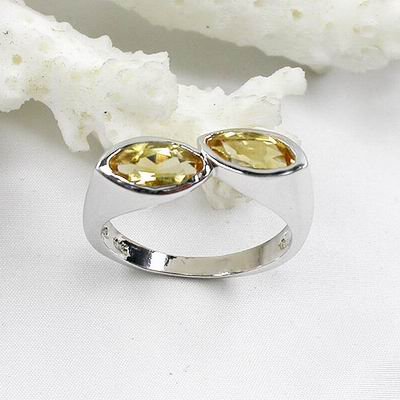 Charming 925 Sterling Silver Lovers' Rings With Natural Champagne Diamond