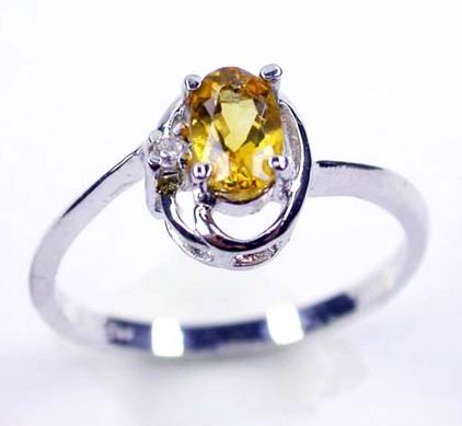 Brand 'LIYING' 925 Sterling Silver Ring with Nature Champagne Diamond