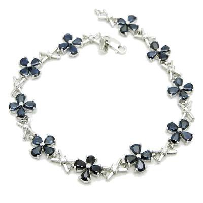 Brand 'LIYING' 925 Sterling Silver Bracelet with Nature Execelent Blue Diamond