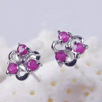 Brand 'LIYING' 925 Sterling Silver Earrings with Nature Ruby