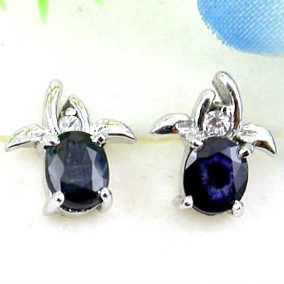 Brand 'LIYING' 925 Sterling Silver Earrings with Nature Blue Diamond