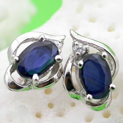 Brand 'LIYING' 925 Sterling Silver Earrings with Nature Blue Diamond