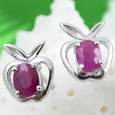 Brand 'LIYING' Fashion 925 Sterling Silver Earrings with Nature Ruby