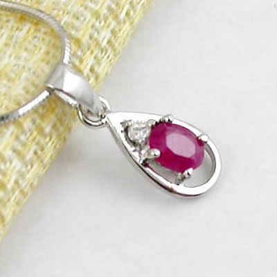 Brand 'LIYING' Elengant 925 Sterling Silver Pendant with Natural Ruby
