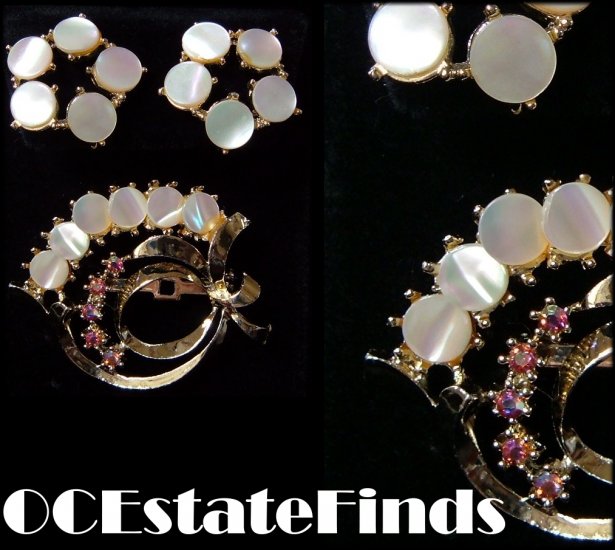 Estate Find - Vintage CORO MOP Demi Earrings & Brooch