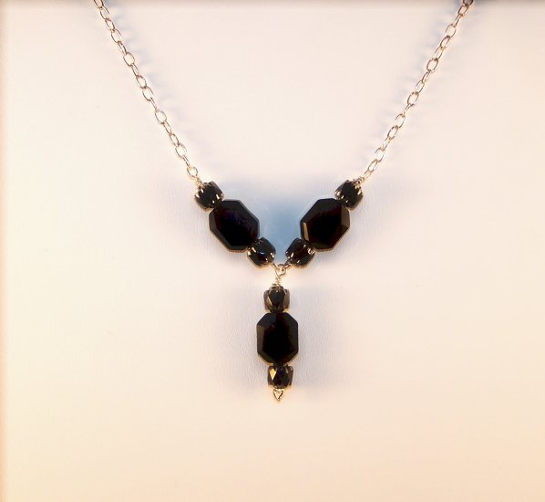 Jet Black Swarovski "Y" necklace
