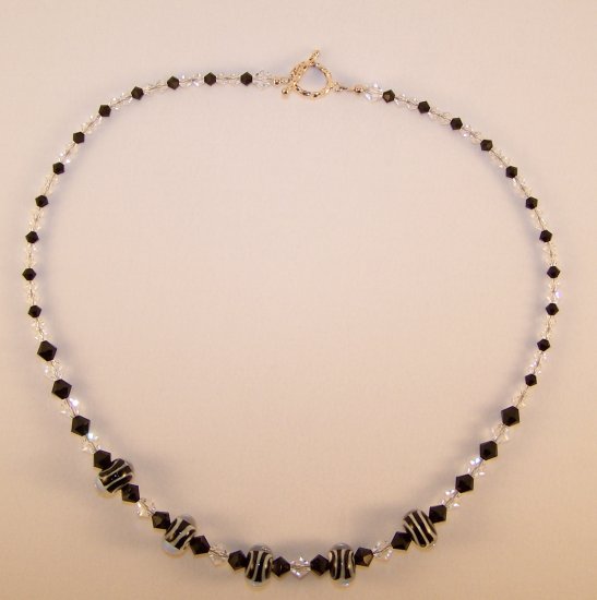 Black Tie Affair - Black and White Swarovski Crystal 19" Necklace
