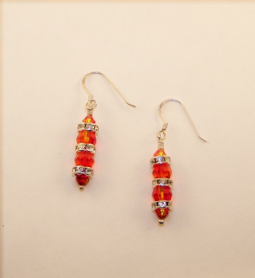 Swarovski Crystal Round Column Fire Opal Earrings