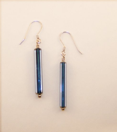 Blue cane glass earrings