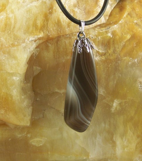 Black and White Botswana agate pendant