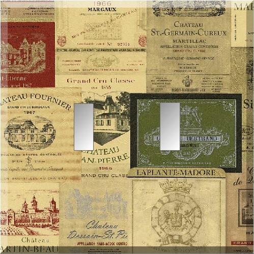 Vintage Wine Label Collage Double Toggle Switch Plate