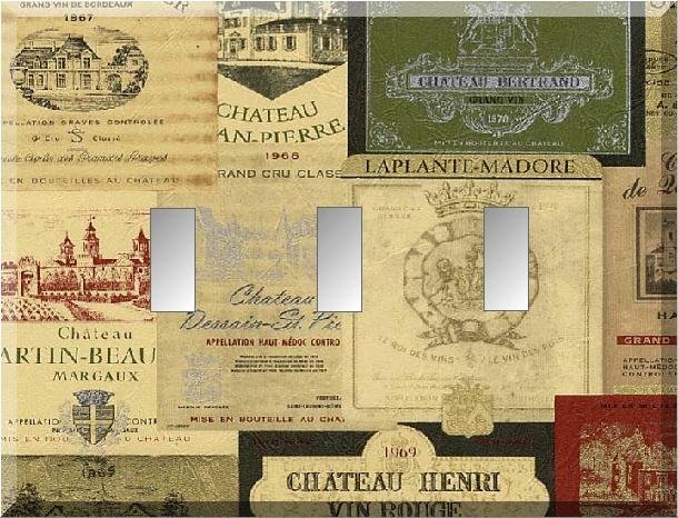 Vintage Wine Label Collage Triple Toggle Switch Plate