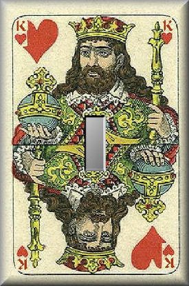 Ornate King of Hearts Vintage Playing Face Card Single Switch Plate