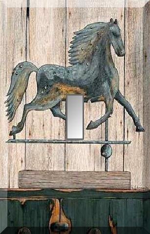 Rustic Running Horse Weathervane Verdigris Single Switch Plate