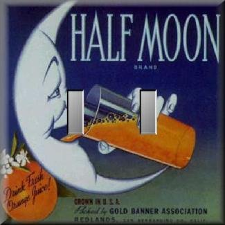 Half Moon Brand Oranges Vintage Fruit Crate Label Double Switch Plate