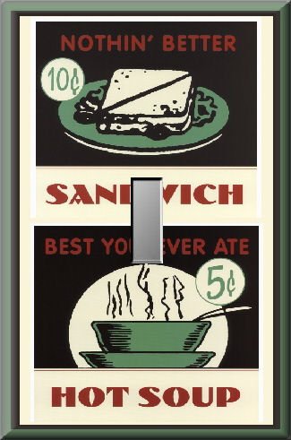 Soup Sandwich Retro Look Diner Signs Single Switch Plate
