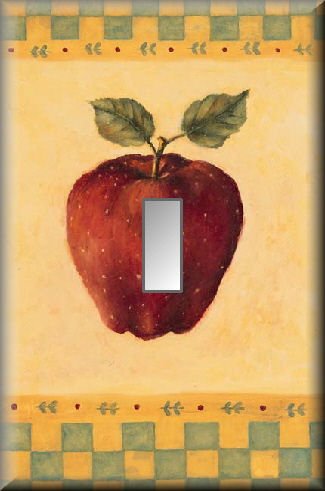 Country Red Apple Green Yellow Checks Single Switch Plate