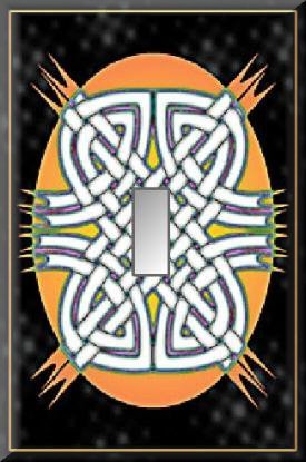 Celtic Knots Melon Oval Black Background Single Switch Plate