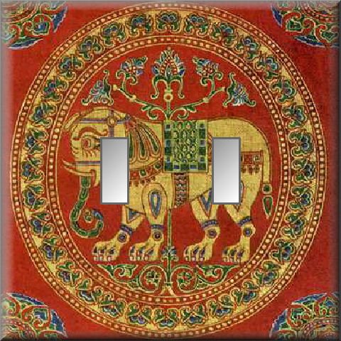 East Indian Elephant Tapestry Double Switch Plate