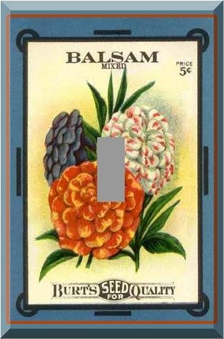 Vintage Balsam Flower Seed Packet Single Switch Plate