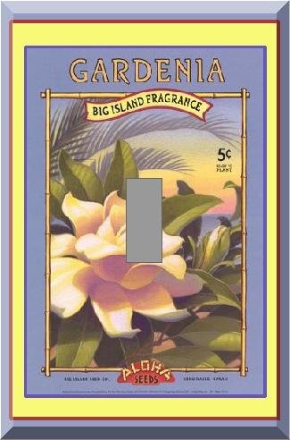 Vintage Tropical Gardenia Flower Seed Packet Single Switch Plate