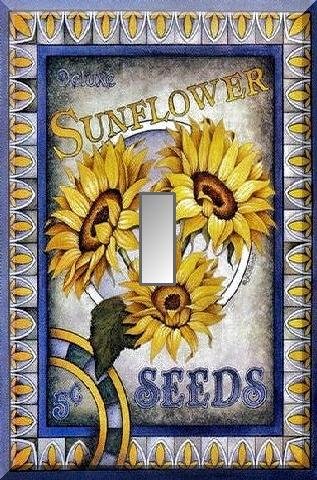 Vintage Sunflower Flower Seed Packet Single Switch Plate
