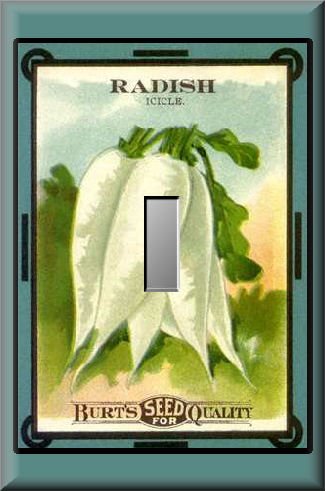 Vintage White Radish Seed Packet Single Switch Plate