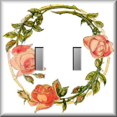 Wreath of Pink Roses Double Switch Plate