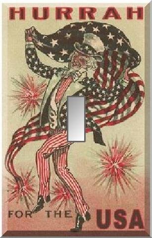 1880s Postcard Uncle Sam Firecrackers Single Switch Plate #2