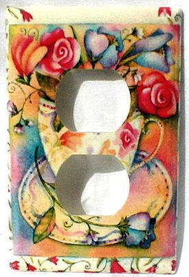 Roses in Pretty Floral Teacup Outlet Cover
