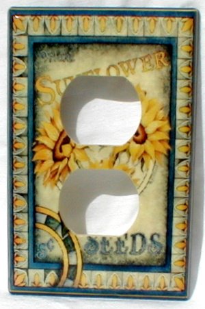 Vintage Sunflower Flower Seed Packet Outlet Cover