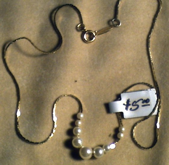 16" Silver Necklass w/9beads $5.00