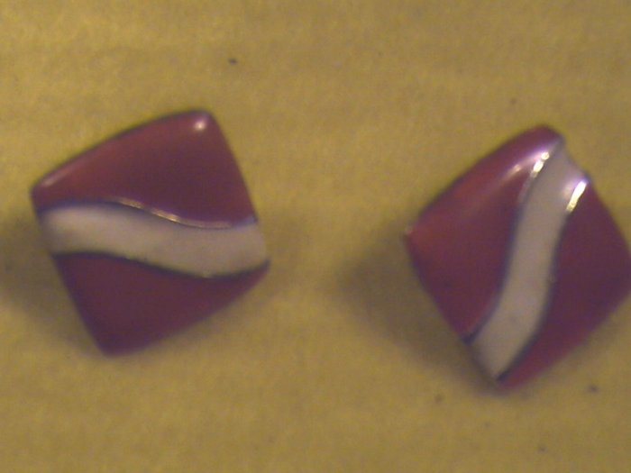 Silver, Red n White Pierced Earrings