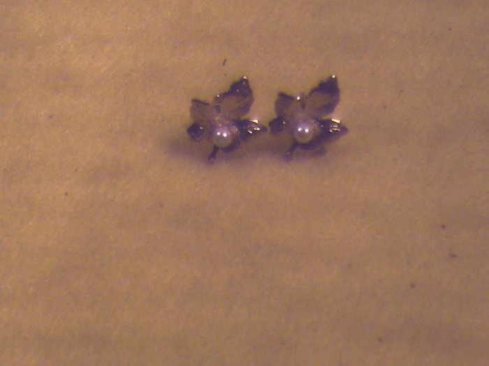 Gold n Pearl Pierced Earrings (016)