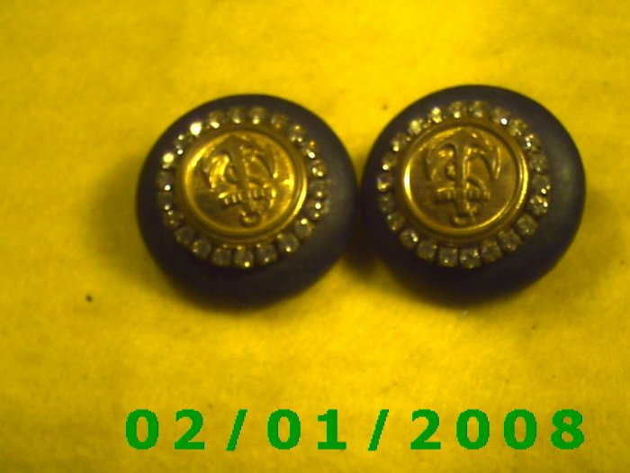 Black, Gold n Rhinestones Clip On Earrings (071)