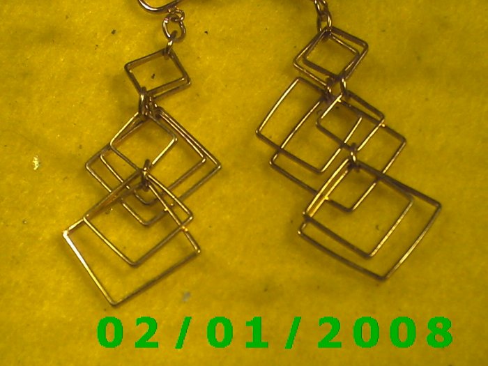 Gold Squares Clip On Earrings