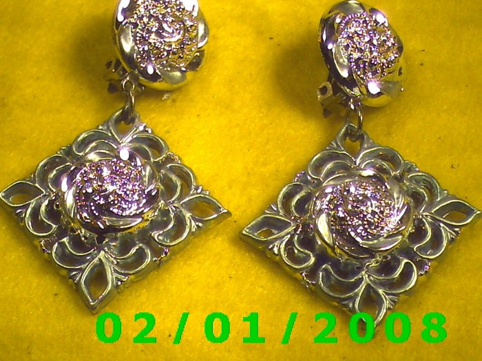Light Blue Flowers Clip On Earrings