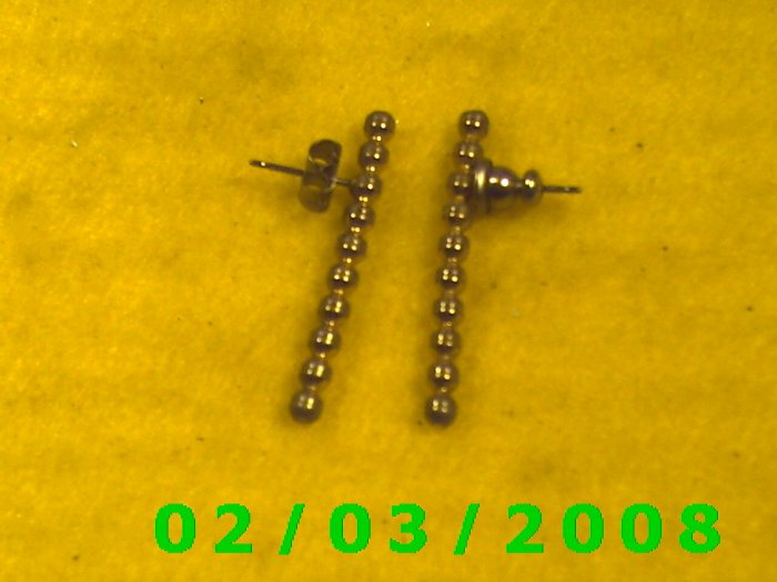 Gold Beaded Rod Pierced Earrings