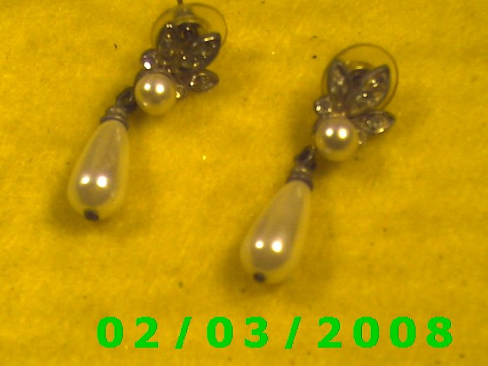Pearls n Rhinestones Pierced Earrings (006)