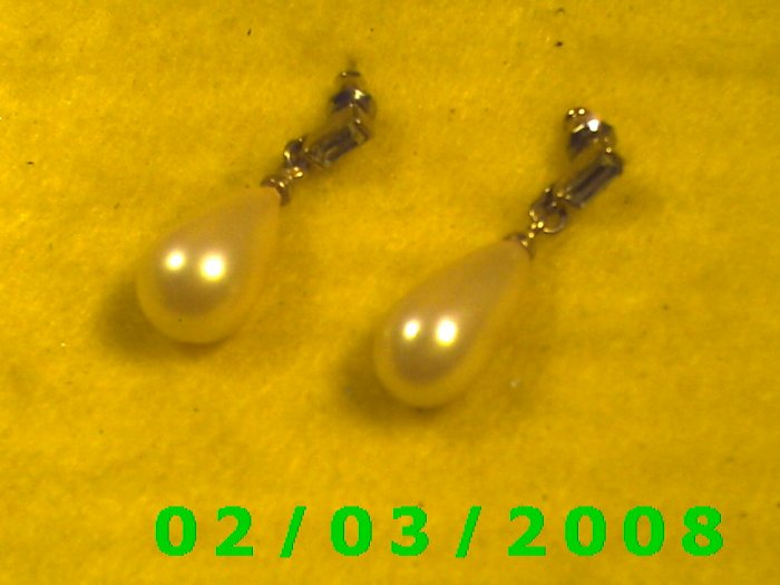 Pearls n Rhinestones Pierced Earrings (007)